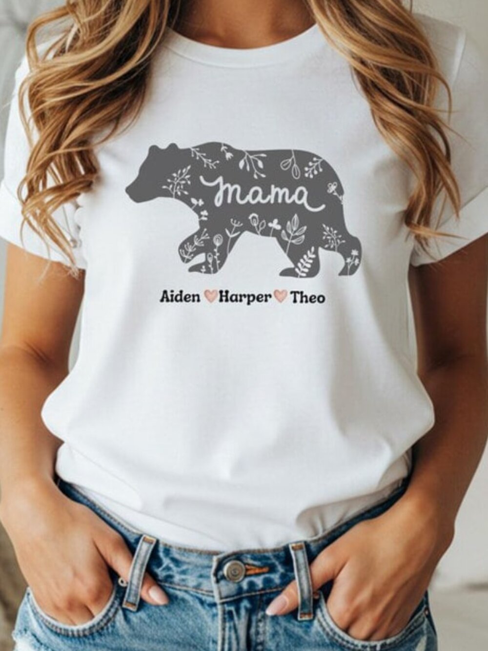 Floral Mama Bear Shirt, Custom Mom Tee, Gift For Mothers Day